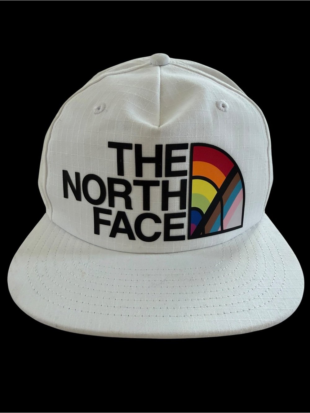 The North Face Pride Rainbow Logo Snapback Hat — White — Unisex One Size — NWOT